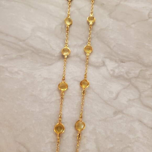 ✨ J. Crew Necklace Gold Yellow Clear Rhinestones Crystal Station Necklace ✨ - Picture 3 of 9